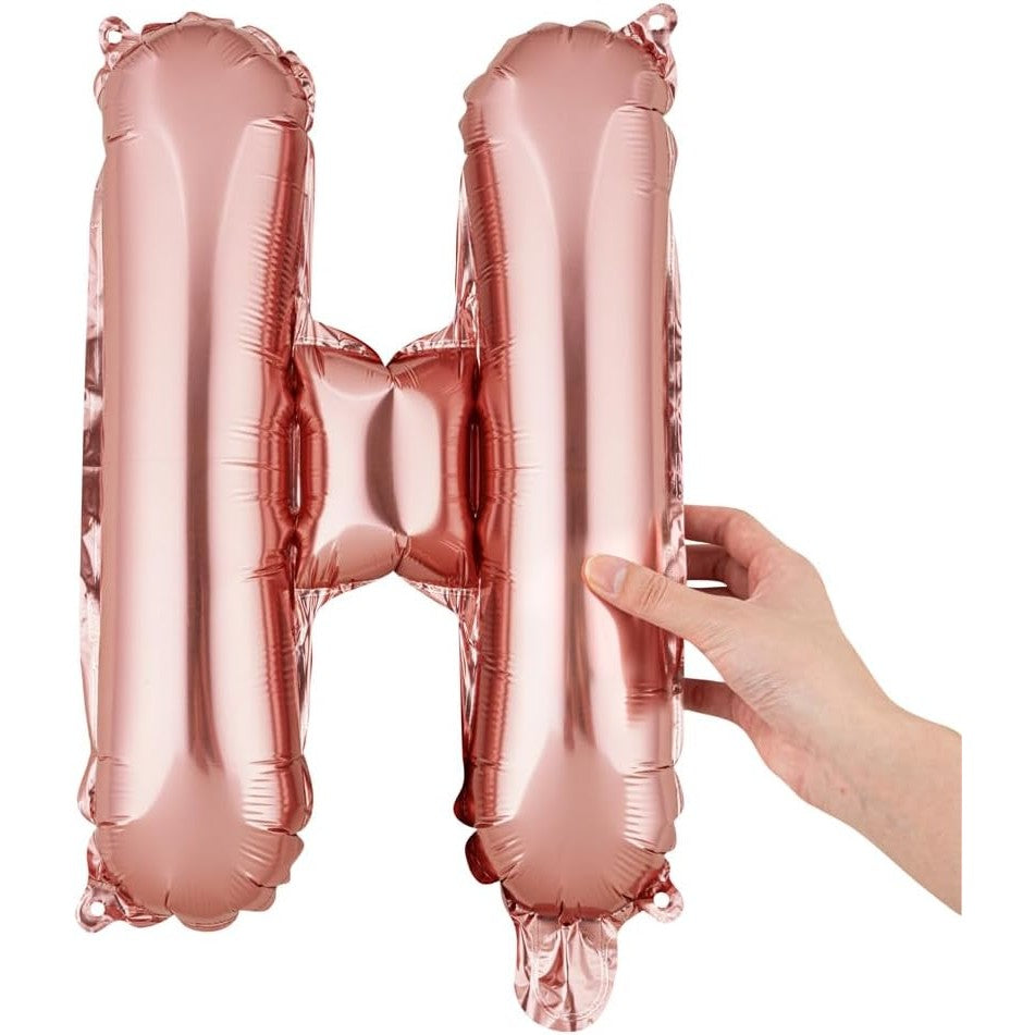 Balon Folie Metalizata Litera H, 40 Cm, Umflati Cu Heliu Sau Aer, Ambalaj Individual, Pai Inclus, Rose Gold - vivimall.ro