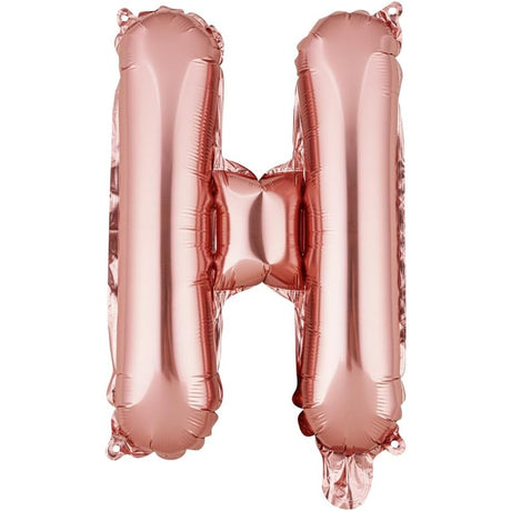 Balon Folie Metalizata Litera H, 40 Cm, Umflati Cu Heliu Sau Aer, Ambalaj Individual, Pai Inclus, Rose Gold - vivimall.ro