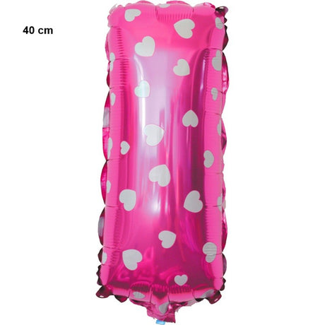 Balon Folie Metalizata Litera I, 40 Cm, Cu Imprimeu Inimioare, Umflati Cu Heliu Sau Aer, Ambalaj Individual, Pai Inclus - vivimall.ro