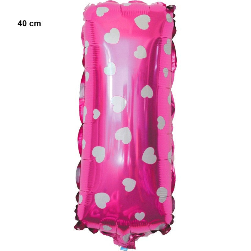 Balon Folie Metalizata Litera I, Vivimall, 40 cm, Cu Imprimeu Inimioare, Umflati cu Heliu sau Aer, Ambalaj Individual, Pai inclus, Roz - vivimall.ro