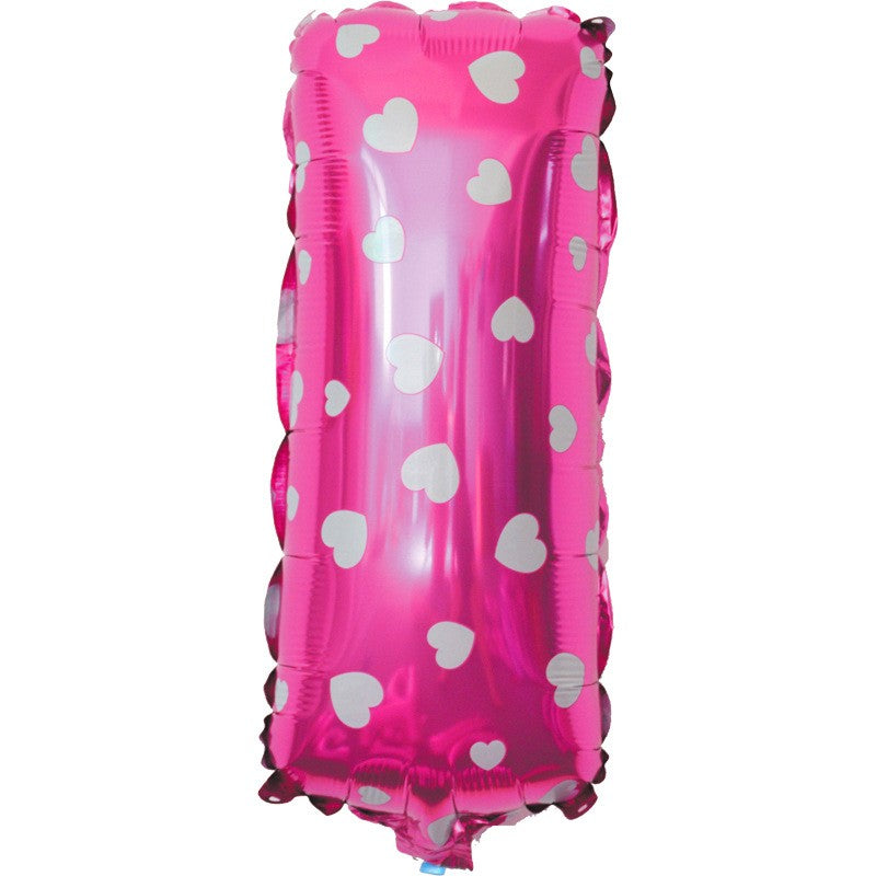 Balon Folie Metalizata Litera I, Vivimall, 40 cm, Cu Imprimeu Inimioare, Umflati cu Heliu sau Aer, Ambalaj Individual, Pai inclus, Roz - vivimall.ro