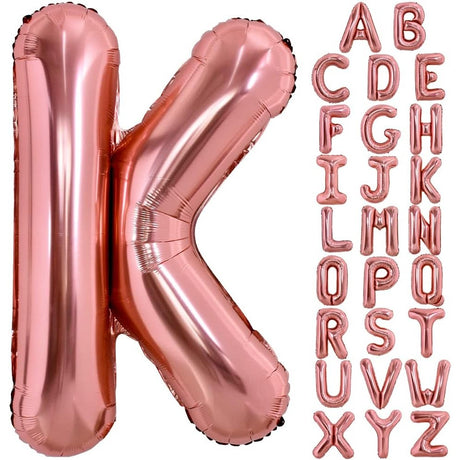 Balon Folie Metalizata Litera K, 40 Cm, Umflati Cu Heliu Sau Aer, Ambalaj Individual, Pai Inclus, Rose Gold - vivimall.ro