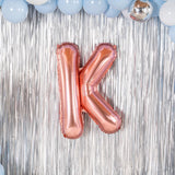 Balon Folie Metalizata Litera K, Vivimall, 40 cm, Umflati cu Heliu sau Aer, Ambalaj Individual, Pai inclus, Rose Gold - vivimall.ro