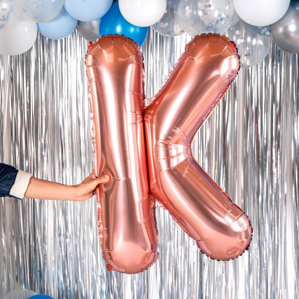 Balon Folie Metalizata Litera K, 80 Cm, Umflati Cu Heliu Sau Aer, Ambalaj Individual, Pai Inclus, Rose Gold - vivimall.ro