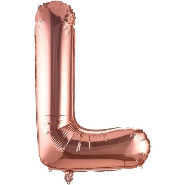Balon Folie Metalizata Litera L, Vivimall, 100 cm, Umflati cu Heliu sau Aer, Ambalaj Individual, Pai inclus, Rose Gold - vivimall.ro