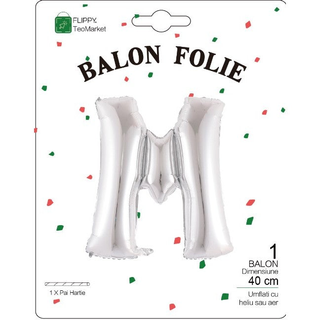 Balon Folie Metalizata Litera M, 40 Cm, Umflati Cu Heliu Sau Aer, Ambalaj Individual, Pai Inclus - vivimall.ro