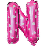 Balon Folie Metalizata Litera N, Vivimall, 40 cm, Cu Imprimeu Inimioare, Umflati cu Heliu sau Aer, Ambalaj Individual, Pai inclus, Roz - vivimall.ro