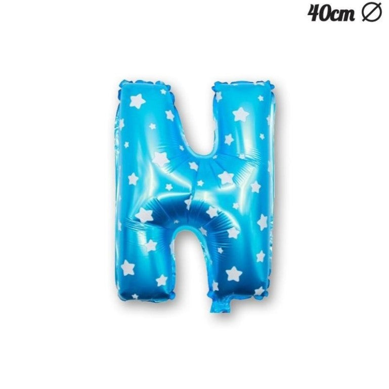 Balon Folie Metalizata Litera N, 40 Cm, Cu Imprimeu Stelute, Umflati Cu Heliu Sau Aer, Ambalaj Individual, Pai Inclus - vivimall.ro