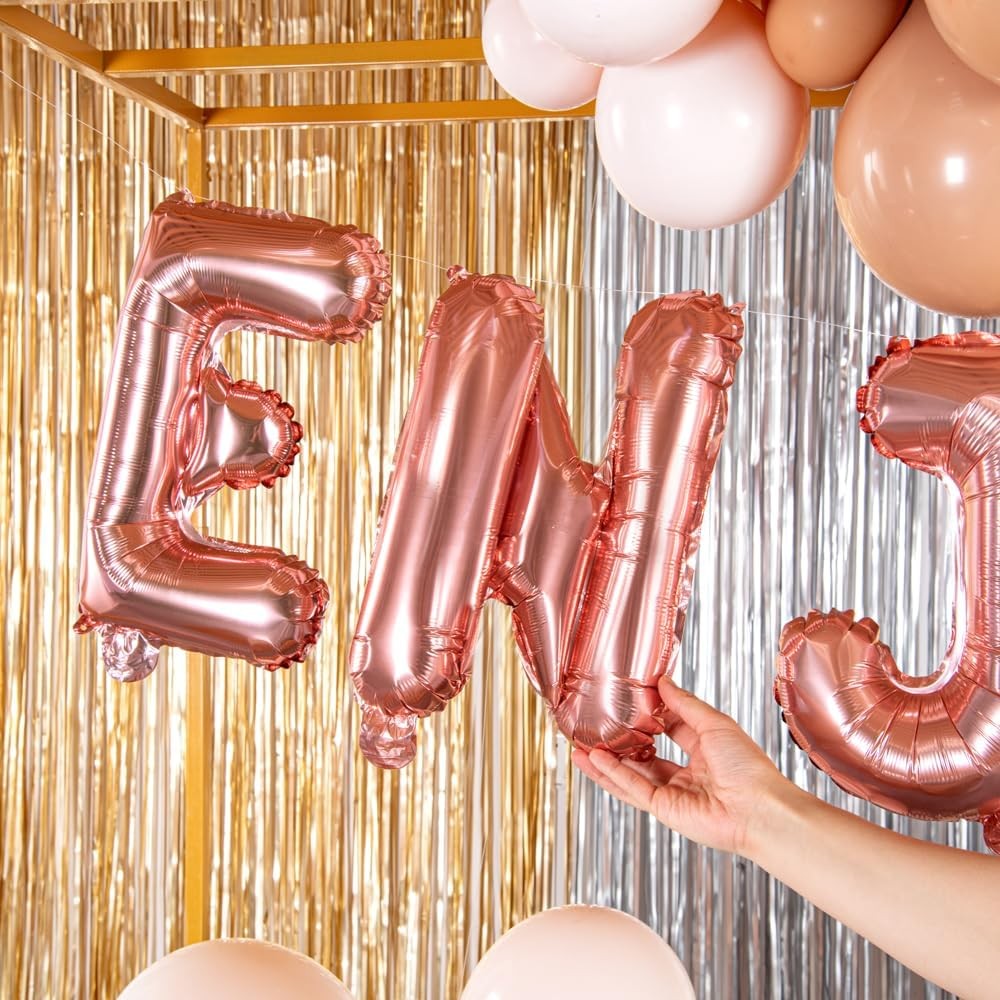 Balon Folie Metalizata Litera N, Vivimall, 40 cm, Umflati cu Heliu sau Aer, Ambalaj Individual, Pai inclus, Rose Gold - vivimall.ro