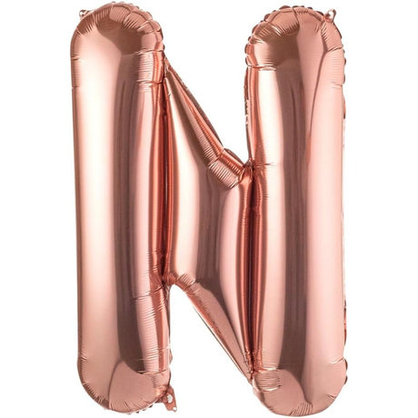 Balon Folie Metalizata Litera N, Vivimall, 80 cm, Umflati cu Heliu sau Aer, Ambalaj Individual, Pai inclus, Rose Gold - vivimall.ro