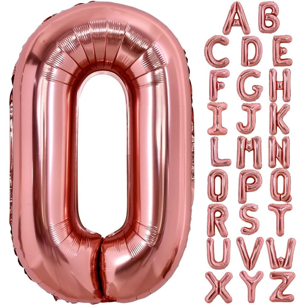 Balon Folie Metalizata Litera O, Vivimall, 80 cm, Umflati cu Heliu sau Aer, Ambalaj Individual, Pai inclus, Rose Gold - vivimall.ro
