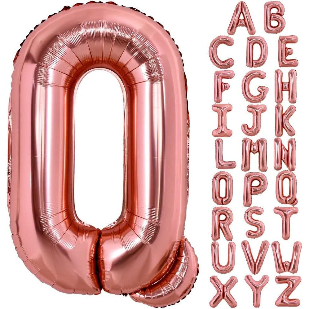 Balon Folie Metalizata Litera Q, 100 Cm, Umflati Cu Heliu Sau Aer, Ambalaj Individual, Pai Inclus, Rose Gold - vivimall.ro