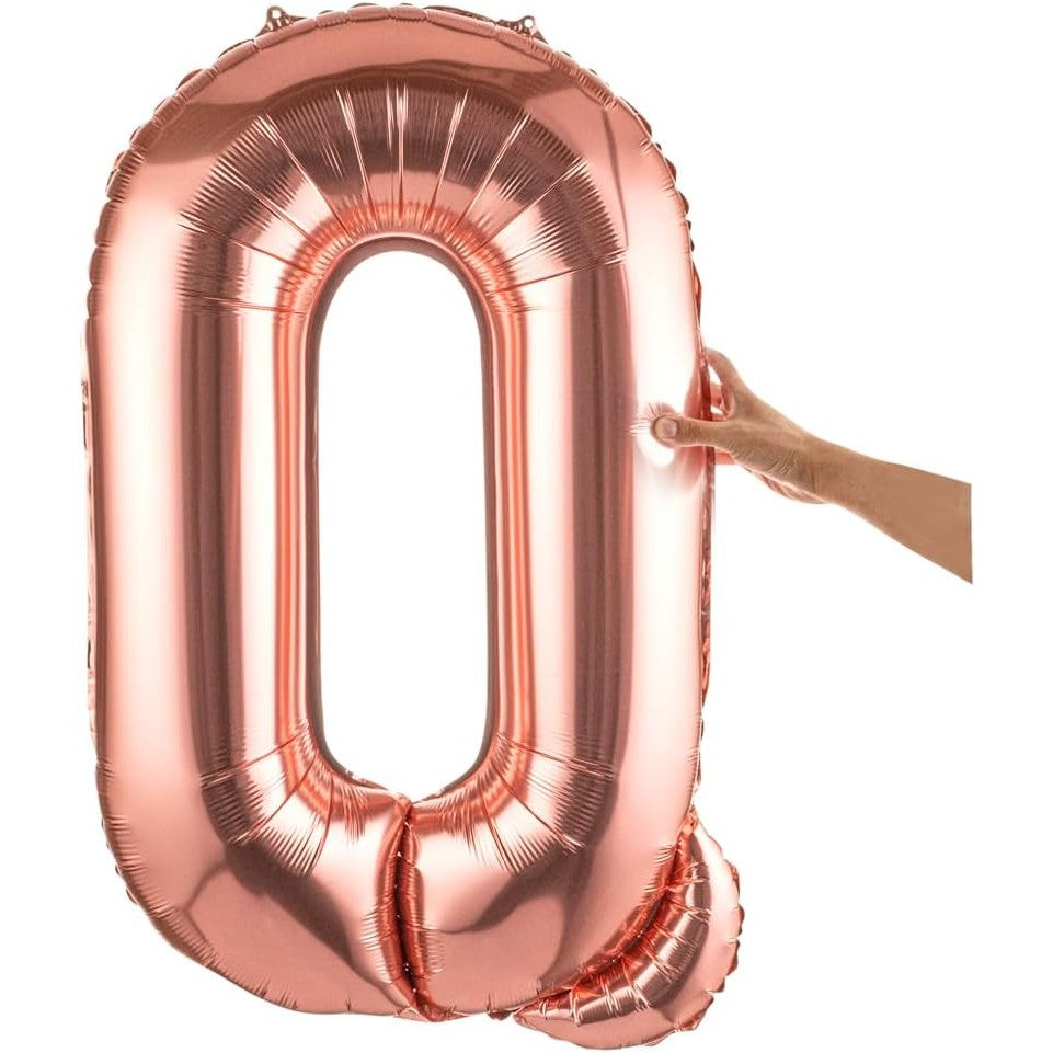 Balon Folie Metalizata Litera Q, 100 Cm, Umflati Cu Heliu Sau Aer, Ambalaj Individual, Pai Inclus, Rose Gold - vivimall.ro