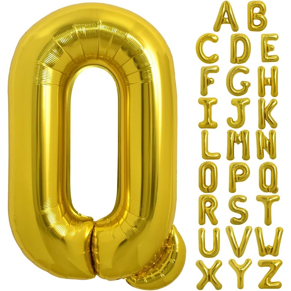 Balon Folie Metalizata Litera Q, 40 Cm, Umflati Cu Heliu Sau Aer, Ambalaj Individual, Pai Inclus - vivimall.ro