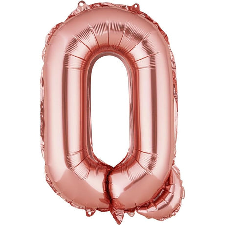 Balon Folie Metalizata Litera Q, Vivimall, 40 cm, Umflati cu Heliu sau Aer, Ambalaj Individual, Pai inclus, Rose Gold - vivimall.ro