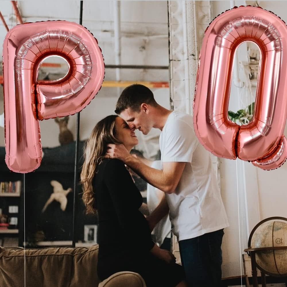 Balon Folie Metalizata Litera Q, Vivimall, 80 cm, Umflati cu Heliu sau Aer, Ambalaj Individual, Pai inclus, Rose Gold - vivimall.ro