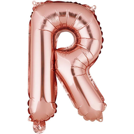 Balon Folie Metalizata Litera R, 40 Cm, Umflati Cu Heliu Sau Aer, Ambalaj Individual, Pai Inclus, Rose Gold - vivimall.ro