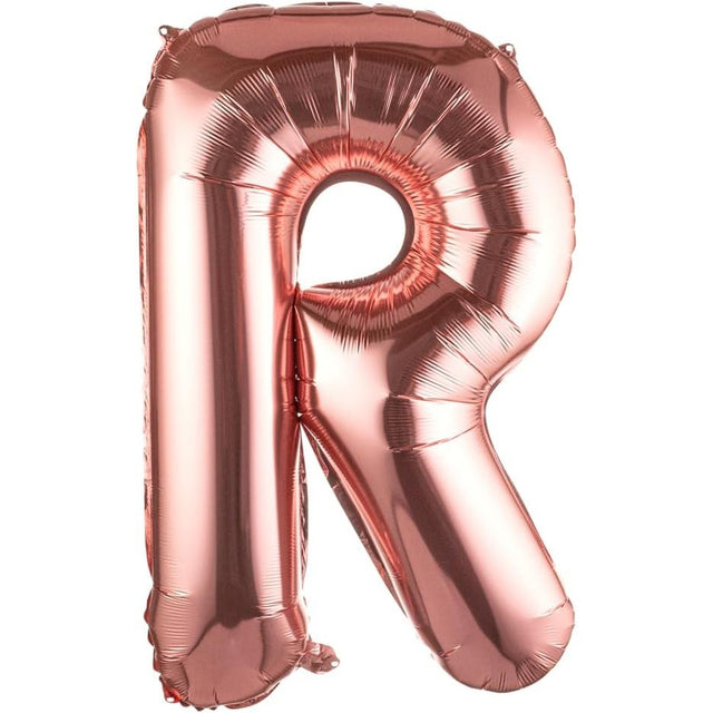 Balon Folie Metalizata Litera R, Vivimall, 80 cm, Umflati cu Heliu sau Aer, Ambalaj Individual, Pai inclus, Rose Gold - vivimall.ro