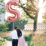 Balon Folie Metalizata Litera S, Vivimall, 80 cm, Umflati cu Heliu sau Aer, Ambalaj Individual, Pai inclus, Rose Gold - vivimall.ro