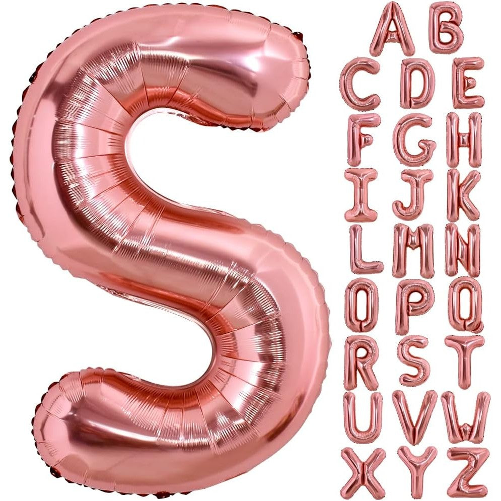 Balon Folie Metalizata Litera S, 80 Cm, Umflati Cu Heliu Sau Aer, Ambalaj Individual, Pai Inclus, Rose Gold - vivimall.ro