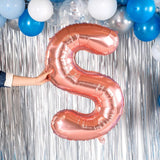 Balon Folie Metalizata Litera S, 80 Cm, Umflati Cu Heliu Sau Aer, Ambalaj Individual, Pai Inclus, Rose Gold - vivimall.ro