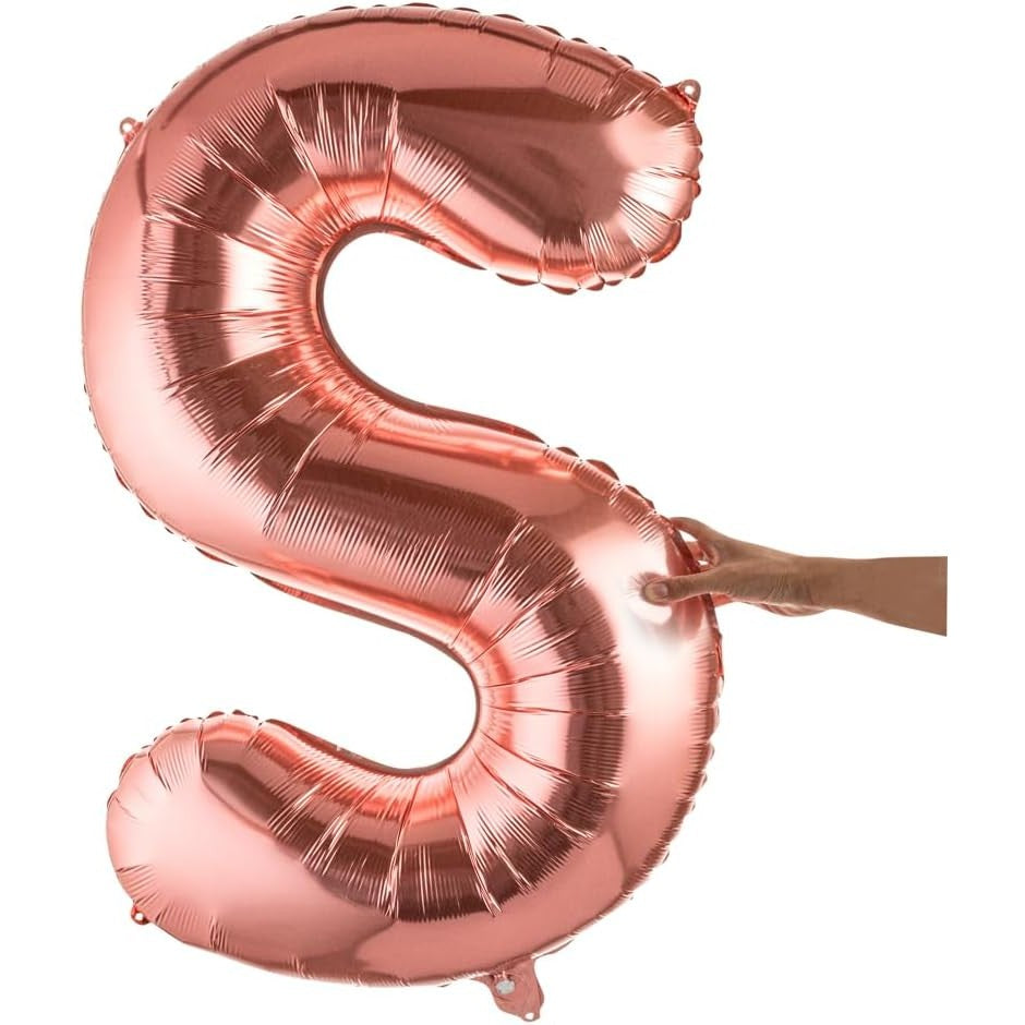 Balon Folie Metalizata Litera S, 80 Cm, Umflati Cu Heliu Sau Aer, Ambalaj Individual, Pai Inclus, Rose Gold - vivimall.ro