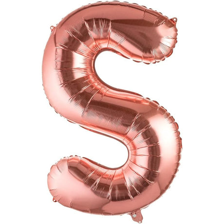 Balon Folie Metalizata Litera S, 80 Cm, Umflati Cu Heliu Sau Aer, Ambalaj Individual, Pai Inclus, Rose Gold - vivimall.ro