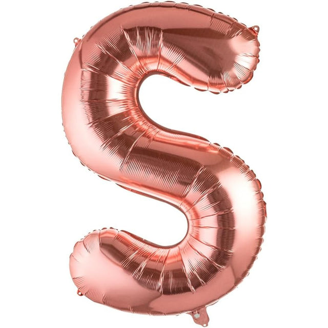 Balon Folie Metalizata Litera S, 80 Cm, Umflati Cu Heliu Sau Aer, Ambalaj Individual, Pai Inclus, Rose Gold - vivimall.ro