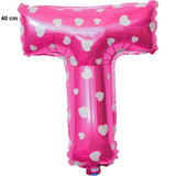 Balon Folie Metalizata Litera T, Vivimall, 40 cm, Cu Imprimeu Inimioare, Umflati cu Heliu sau Aer, Ambalaj Individual, Pai inclus, Roz - vivimall.ro
