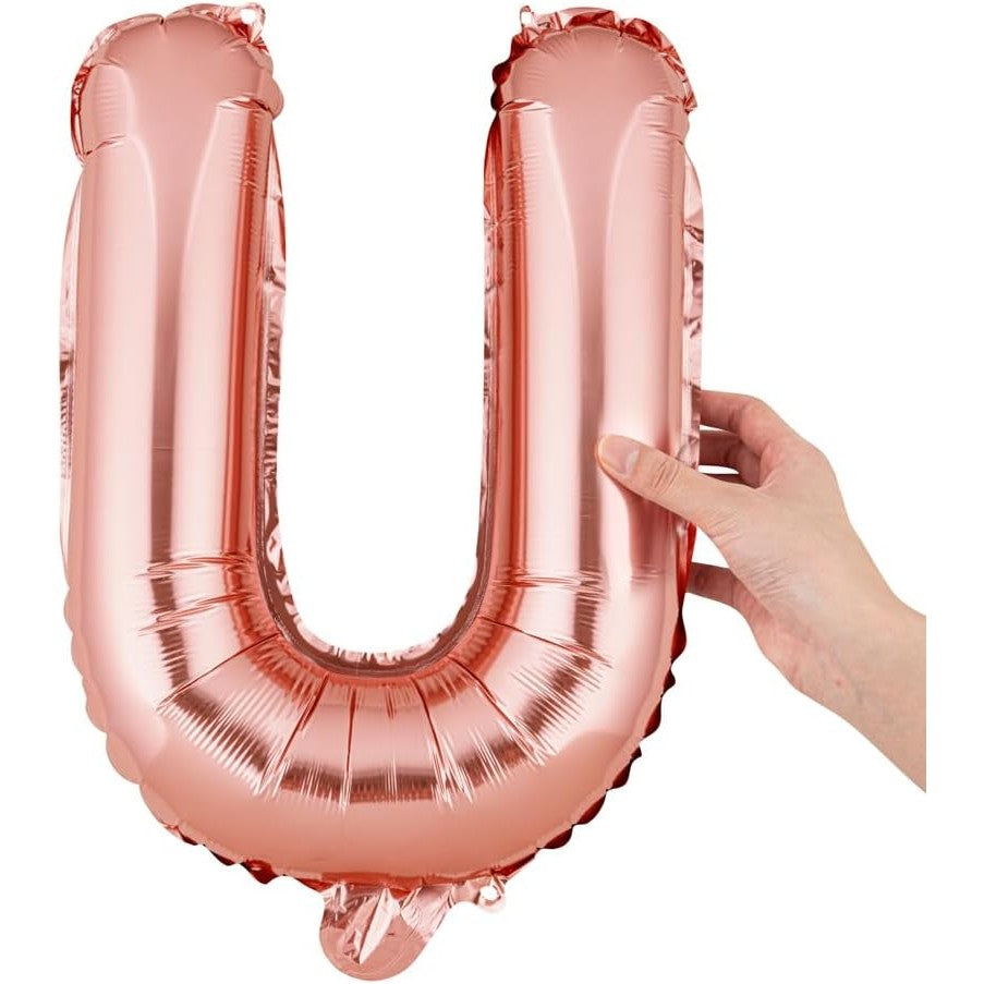 Balon Folie Metalizata Litera U, 40 Cm, Umflati Cu Heliu Sau Aer, Ambalaj Individual, Pai Inclus, Rose Gold - vivimall.ro