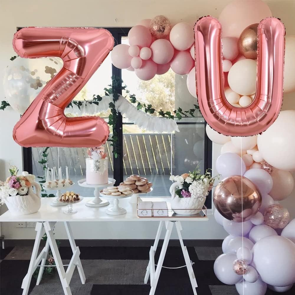 Balon Folie Metalizata Litera U, Vivimall, 80 cm, Umflati cu Heliu sau Aer, Ambalaj Individual, Pai inclus, Rose Gold - vivimall.ro