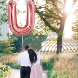 Balon Folie Metalizata Litera U, Vivimall, 80 cm, Umflati cu Heliu sau Aer, Ambalaj Individual, Pai inclus, Rose Gold - vivimall.ro