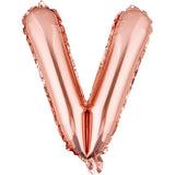 Balon Folie Metalizata Litera V, 100 Cm, Umflati Cu Heliu Sau Aer, Ambalaj Individual, Pai Inclus, Rose Gold - vivimall.ro