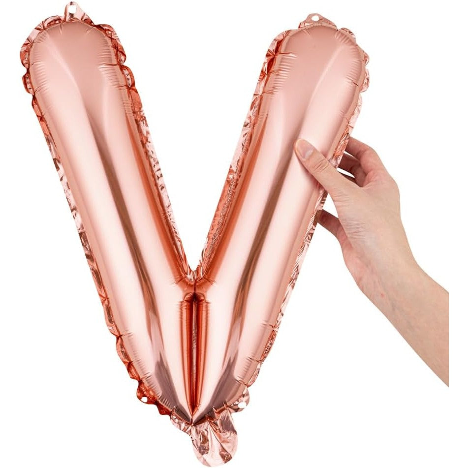 Balon Folie Metalizata Litera V, 40 Cm, Umflati Cu Heliu Sau Aer, Ambalaj Individual, Pai Inclus, Rose Gold - vivimall.ro