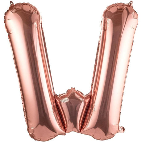 Balon Folie Metalizata Litera W, 100 Cm, Umflati Cu Heliu Sau Aer, Ambalaj Individual, Pai Inclus, Rose Gold - vivimall.ro