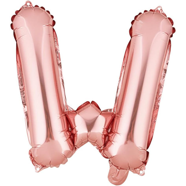 Balon Folie Metalizata Litera W, Vivimall, 40 cm, Umflati cu Heliu sau Aer, Ambalaj Individual, Pai inclus, Rose Gold - vivimall.ro