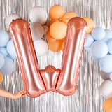 Balon Folie Metalizata Litera W, Vivimall, 80 cm, Umflati cu Heliu sau Aer, Ambalaj Individual, Pai inclus, Rose Gold - vivimall.ro