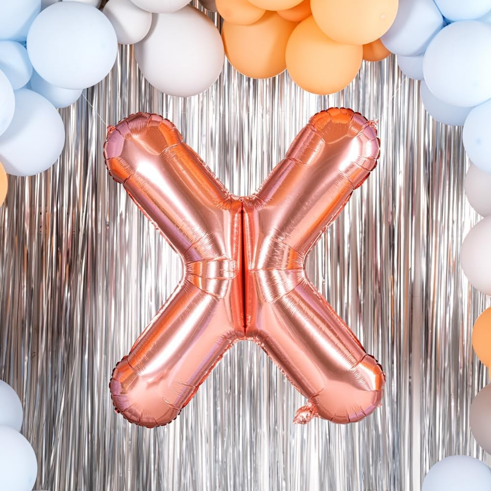 Balon Folie Metalizata Litera X, 100 Cm, Umflati Cu Heliu Sau Aer, Ambalaj Individual, Pai Inclus, Rose Gold - vivimall.ro