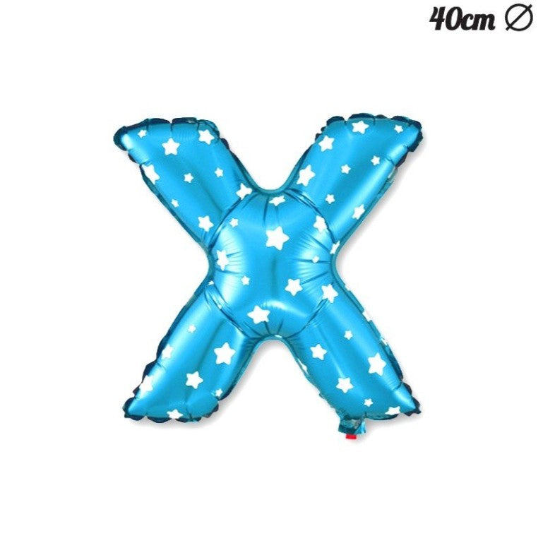 Balon Folie Metalizata Litera X, 40 Cm, Cu Imprimeu Stelute, Umflati Cu Heliu Sau Aer, Ambalaj Individual, Pai Inclus - vivimall.ro