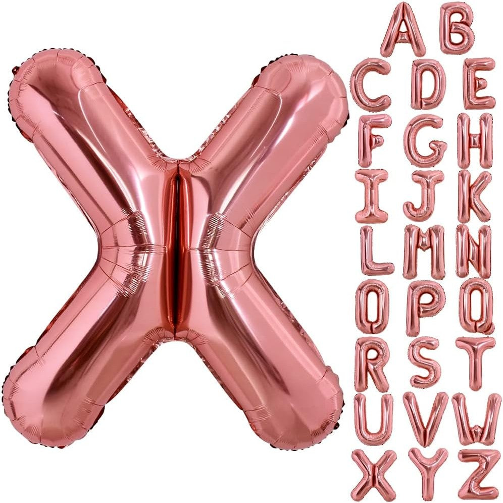 Balon Folie Metalizata Litera X, 40 Cm, Umflati Cu Heliu Sau Aer, Ambalaj Individual, Pai Inclus, Rose Gold - vivimall.ro