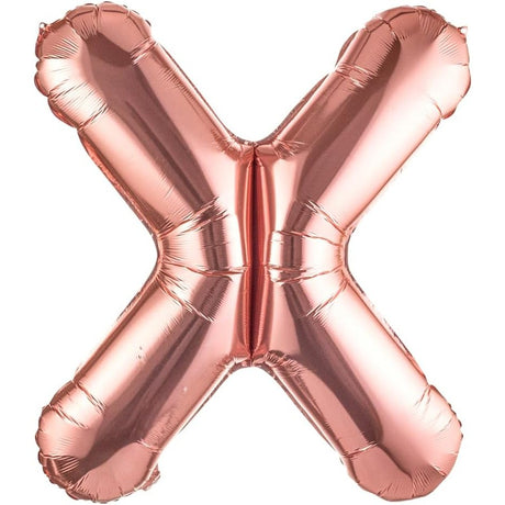 Balon Folie Metalizata Litera X, 40 Cm, Umflati Cu Heliu Sau Aer, Ambalaj Individual, Pai Inclus, Rose Gold - vivimall.ro