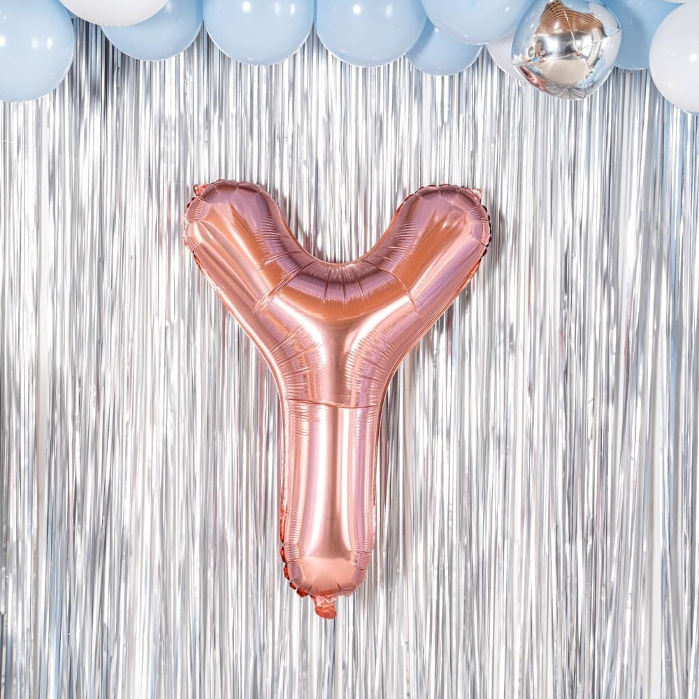 Balon Folie Metalizata Litera Y, Vivimall, 80 cm, Umflati cu Heliu sau Aer, Ambalaj Individual, Pai inclus, Rose Gold - vivimall.ro