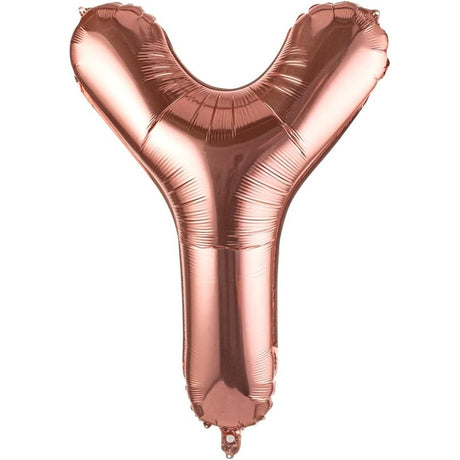 Balon Folie Metalizata Litera Y, Vivimall, 80 cm, Umflati cu Heliu sau Aer, Ambalaj Individual, Pai inclus, Rose Gold - vivimall.ro