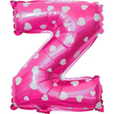Balon Folie Metalizata Litera Z, Vivimall, 40 cm, Cu Imprimeu Inimioare, Umflati cu Heliu sau Aer, Ambalaj Individual, Pai inclus, Roz - vivimall.ro
