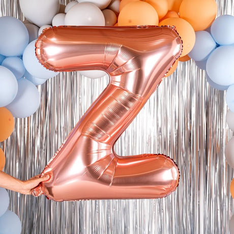 Balon Folie Metalizata Litera Z, Vivimall, 80 cm, Umflati cu Heliu sau Aer, Ambalaj Individual, Pai inclus, Rose Gold - vivimall.ro