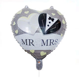 Balon din Folie Metalizata, Vivimall, Figurina Inima, Model Mr&Mrs, Tema Nunta, 45 cm, Ambalaj Individual, Pai Inclus, Umflare cu Aer sau Heliu, Gri - vivimall.ro