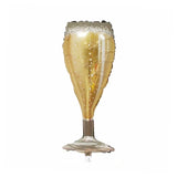 Balon din Folie Metalizata, Vivimall, Figurina Pahar de Sampanie, Tema Aniversare, 100x40 cm, Ambalaj Individual, Pai Inclus, Umflare cu Aer sau Heliu, Auriu - vivimall.ro