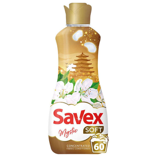 Balsam concentrat pentru rufe Savex Soft Mystic 1.5 litri, 60 spălări, flacon frontal