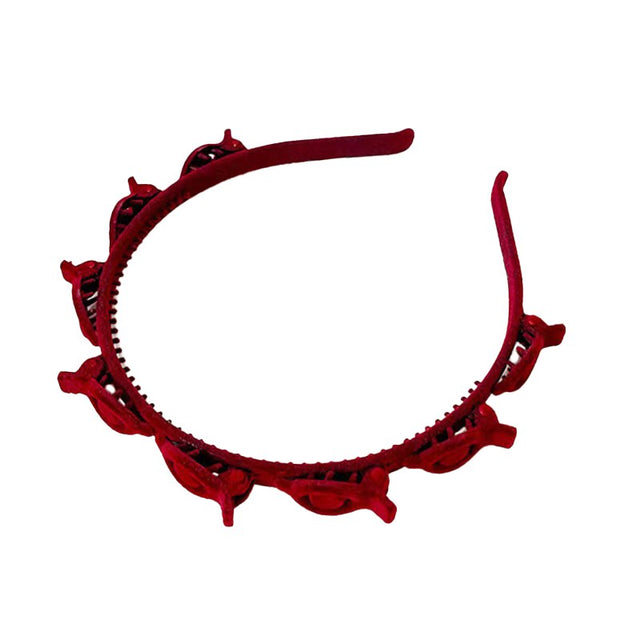 Bentita de Par pentru Femei, Vivimall, Agrafa Stil Coreean, Accesoriu pentru Par cu Textura MultiStrat, 13 x 11.5 cm, Rosu - vivimall.ro