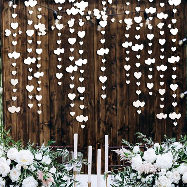 Banner Cu Inimioare Albe Tip Franjuri | PureMoments - vivimall.ro